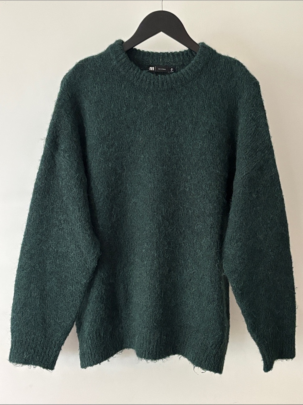 Simons Alpaca Blend Oversized Sweater Dark Forest Green M Fuzzy Texture